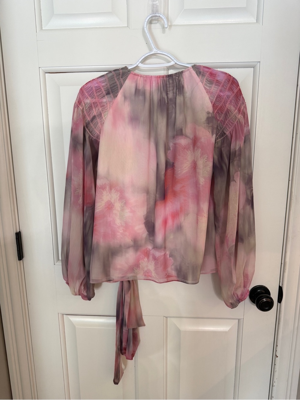 Ted Baker Emiliah Pink Floral Wrap Blouse Long Sleeve Tie Front Top 25713 - Picture 8 of 11